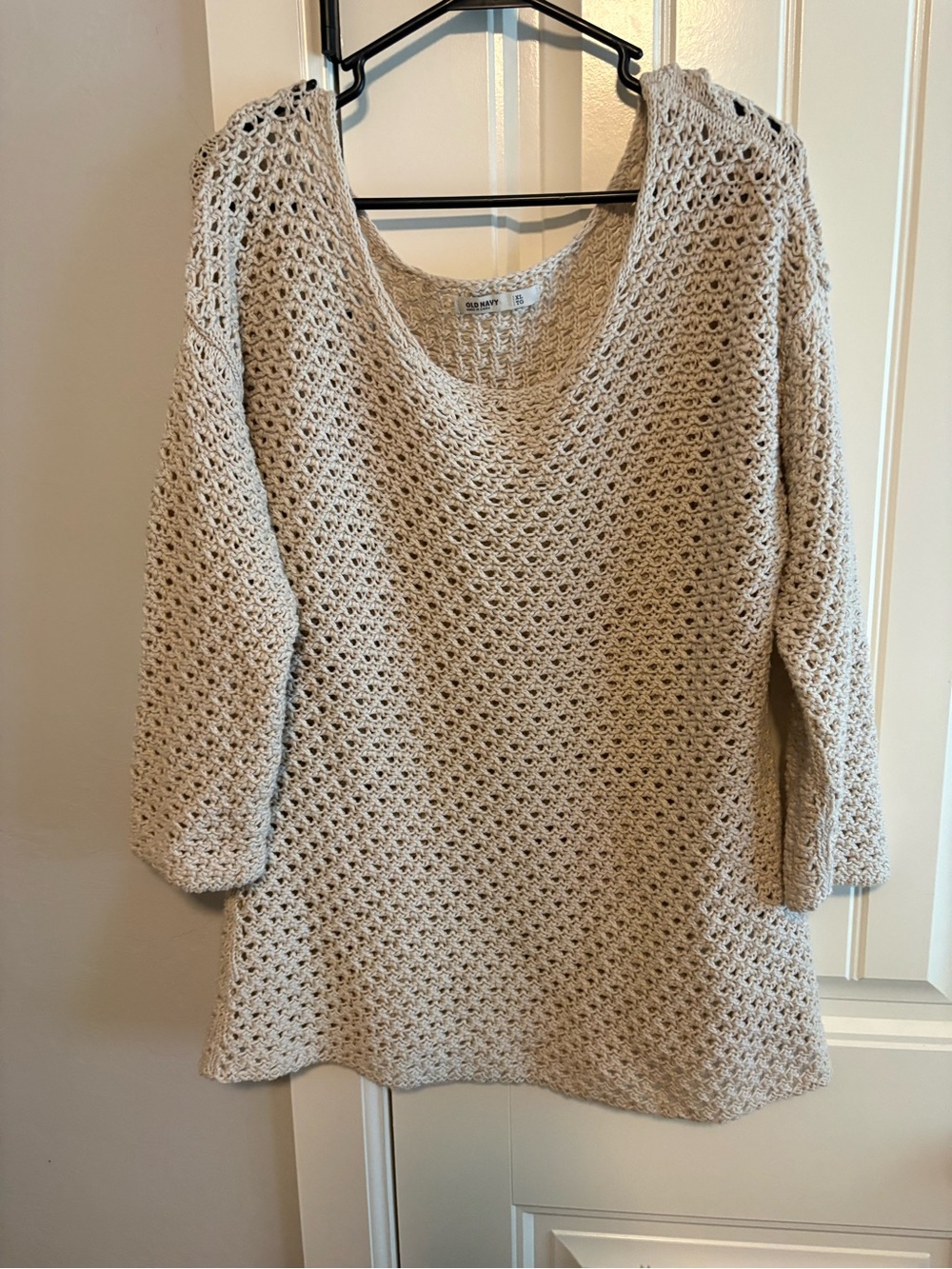 Old Navy Crochet V-Neck Sweater Tunic - Cream